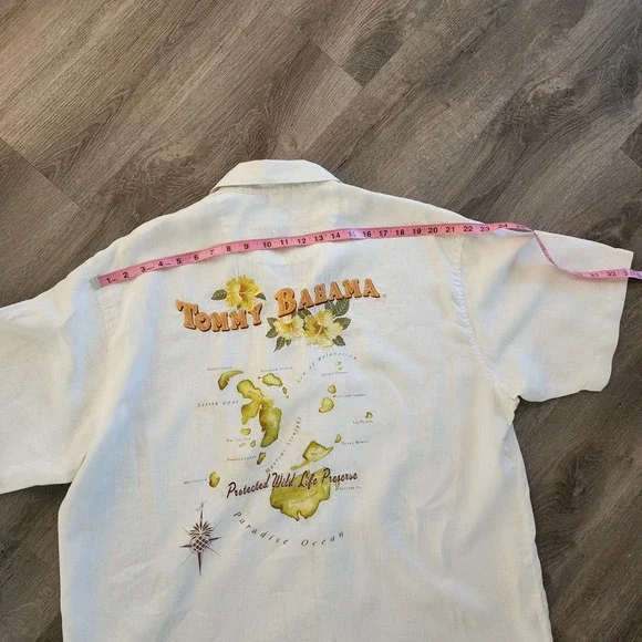 Tommy Bahama‎ Linen Shirt Men XL Embroidered Logo Map Resortwear Cruise Vacation - Picture 14 of 16